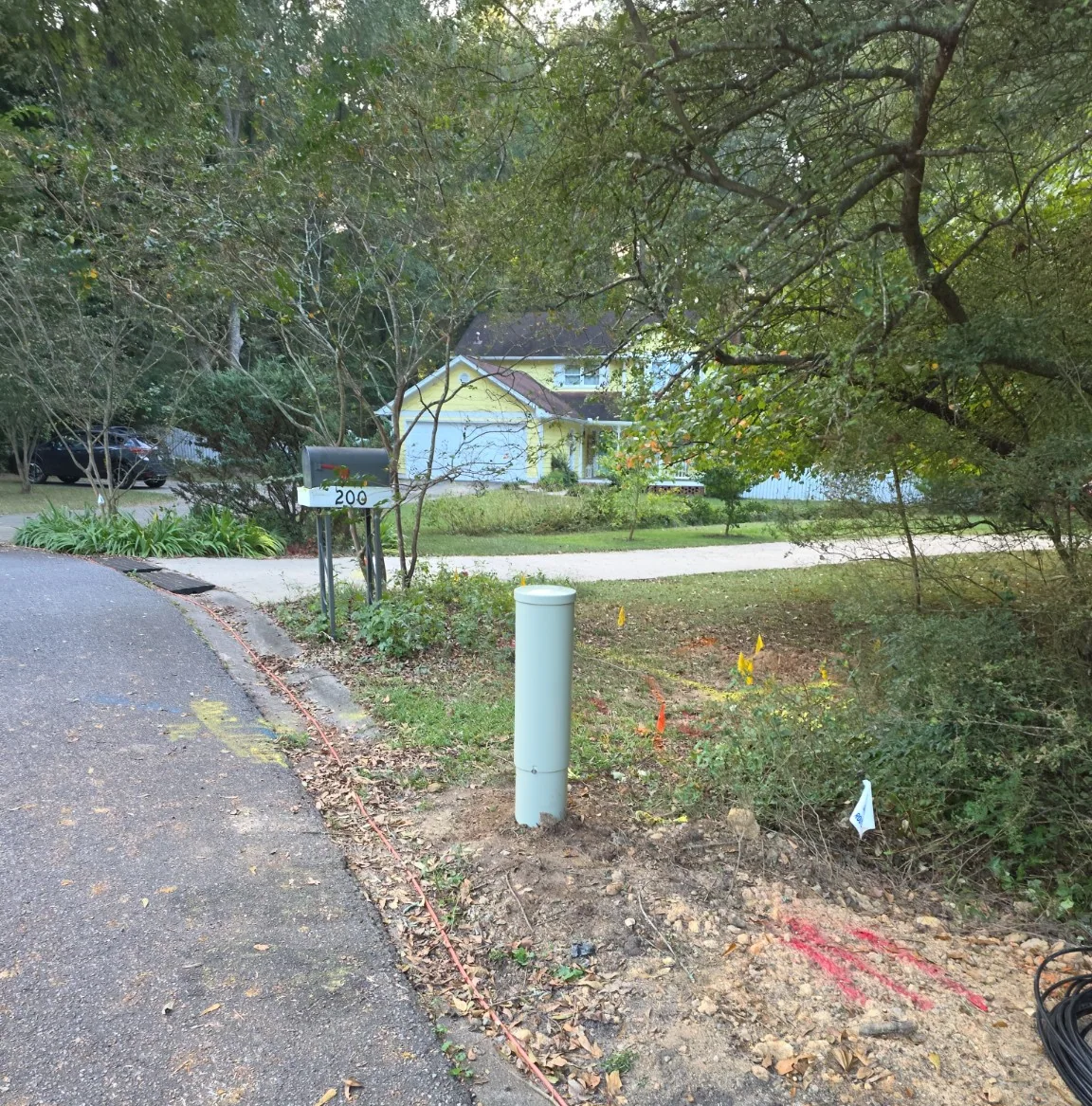 Roadside utility installation and restored finish
