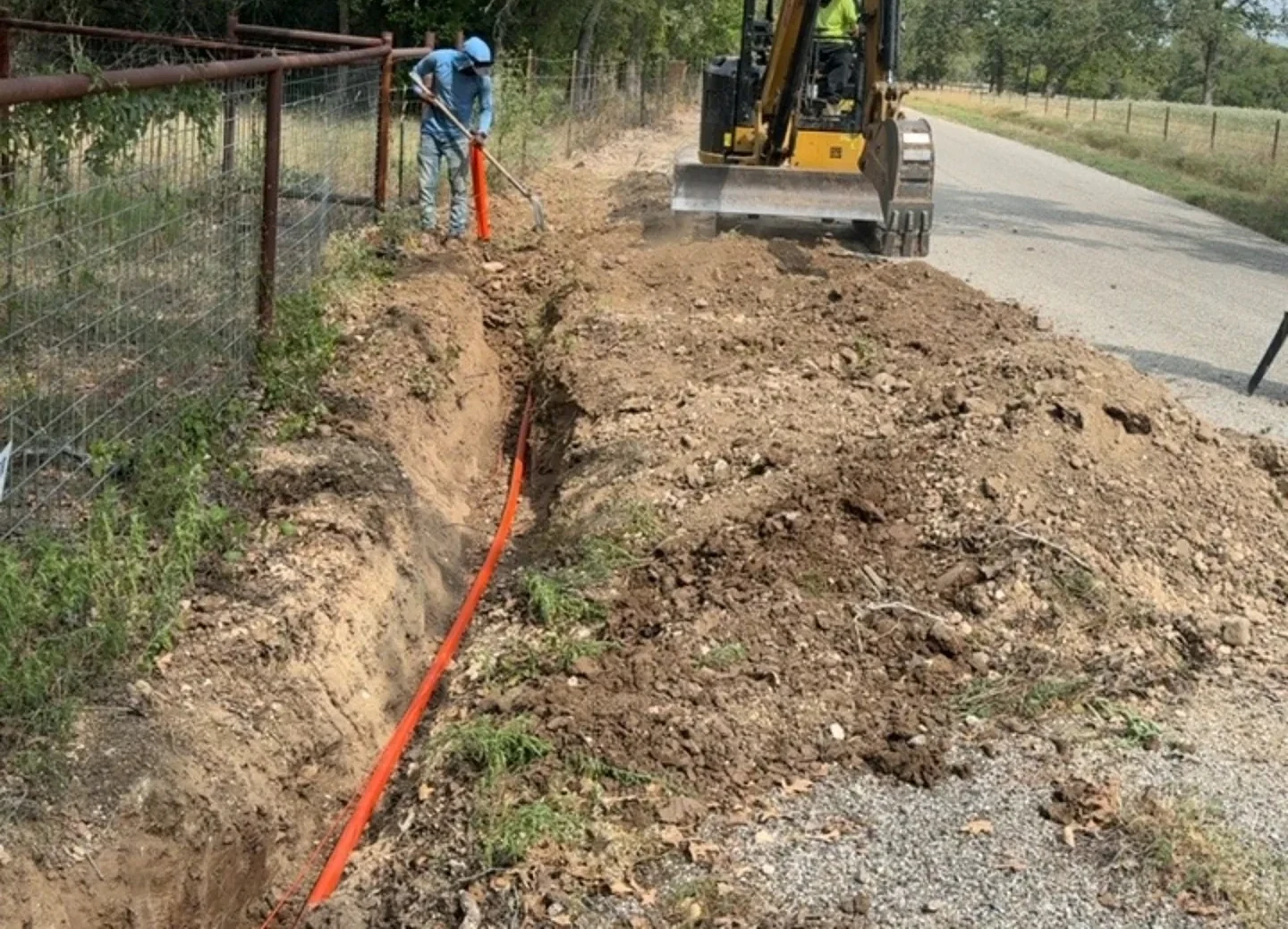 Conduit laid along the underground pathway