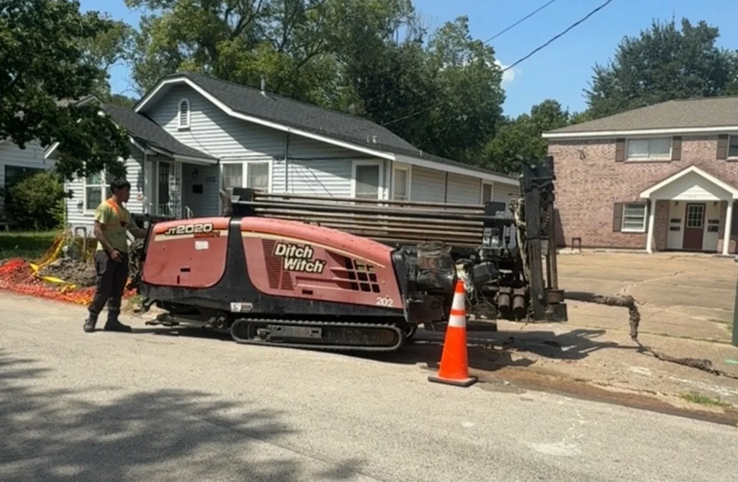 Ditch Witch HDD drill rig on a residential utility project